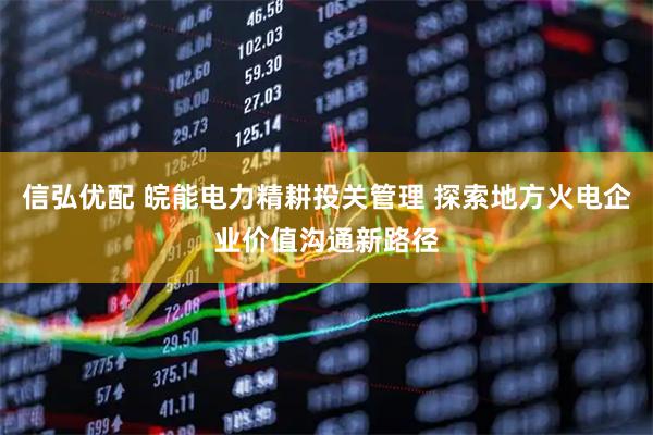信弘优配 皖能电力精耕投关管理 探索地方火电企业价值沟通新路径